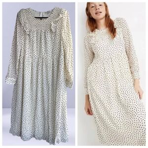 NWT Madewell Georgette Smocked Ruffle Dress Polka Dot  Sz Medium - Boho Chic